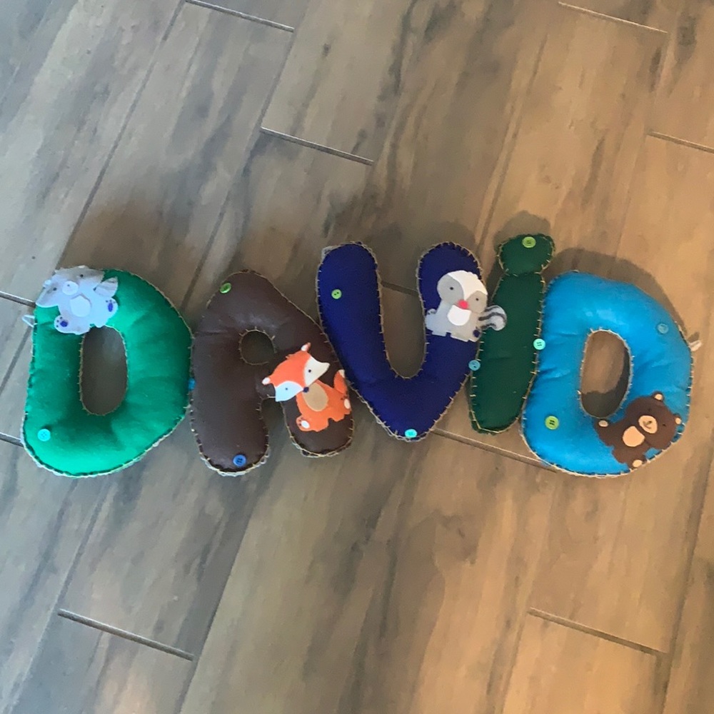 Woodland Animals Theme David Pillow Letters
